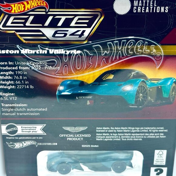 2025 Hot Wheels Elite 64 Aston Martin Valkyrie Blue Factory Sealed in Protector! - Picture 5 of 8